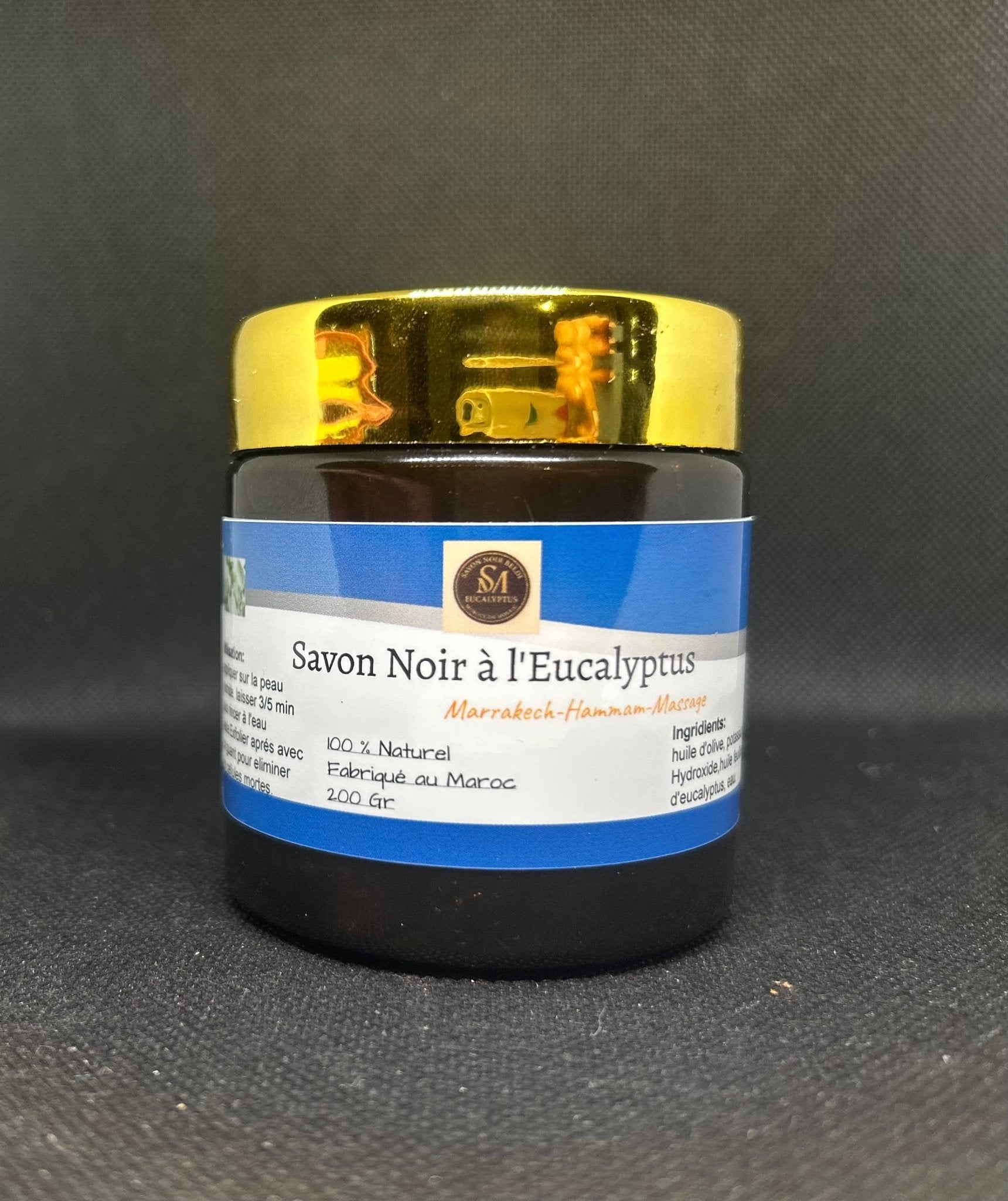 Savon Noir Beldi à l’Eucalyptus – 200 g | Hammam Marocain Traditionnel + Gant Kessa Offert - produit marocain naturel