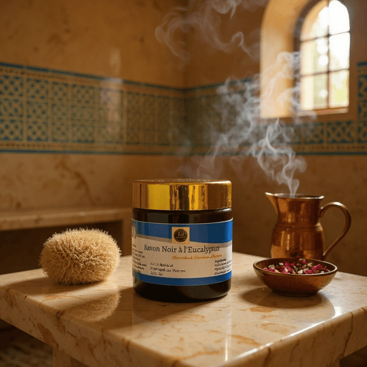 Savon Noir Beldi à l’Eucalyptus Hammam Marocain Traditionnel + Gant Kessa Offert - produit marocain naturel Marrakech Secrets