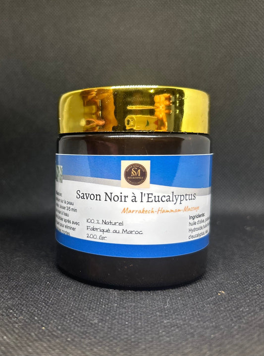 Savon Noir Beldi à l’Eucalyptus – 200 g | Hammam Marocain Traditionnel + Gant Kessa Offert - produit Marrakech Secrets